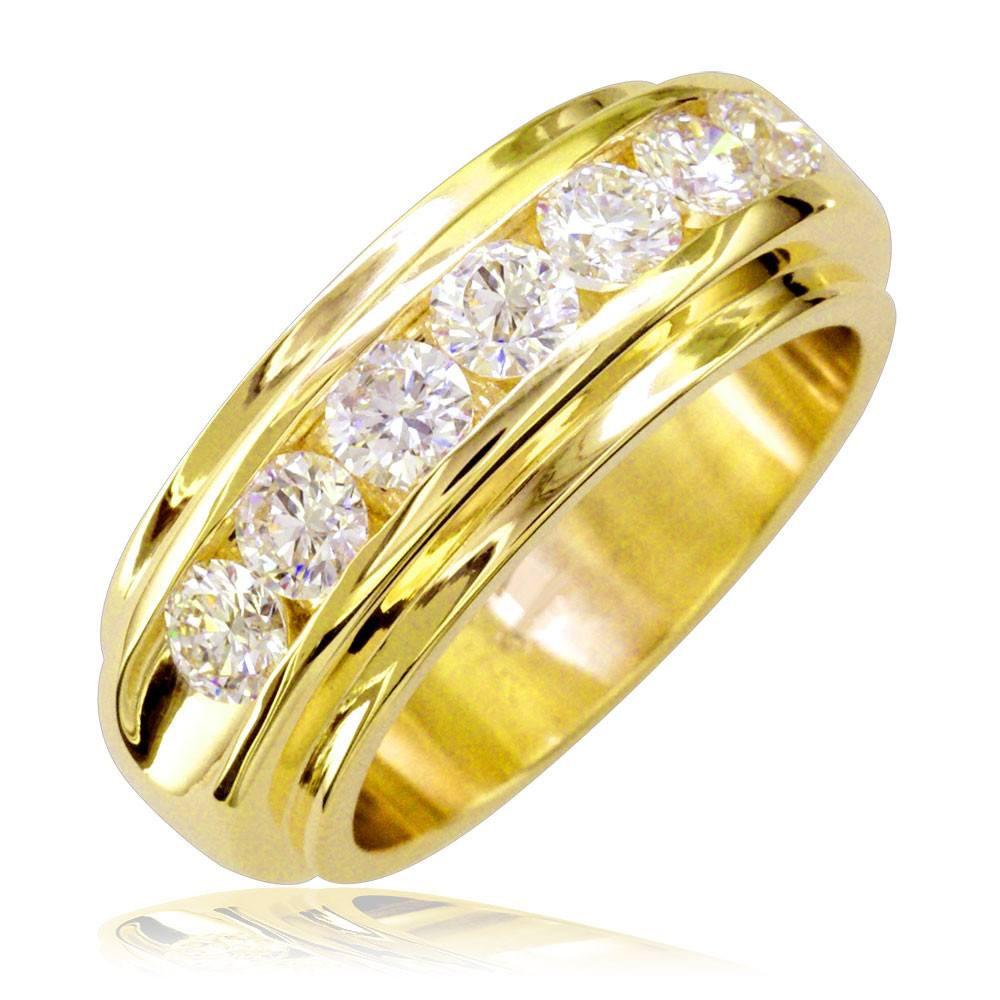 Mens Diamond Band, 1.77CT in 14k Yellow Gold