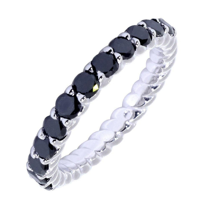 Black Diamond Wedding Band, 1CT Total in 14k White Gold
