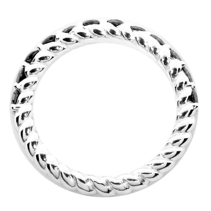 Black Diamond Wedding Band, 1CT Total in 14k White Gold