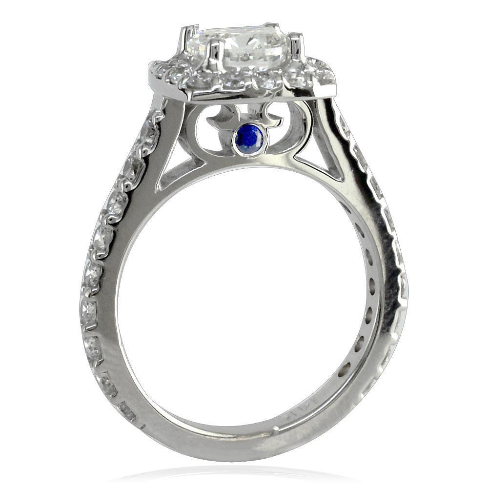 Diamond Halo Engagement Ring Setting in 14k White Gold