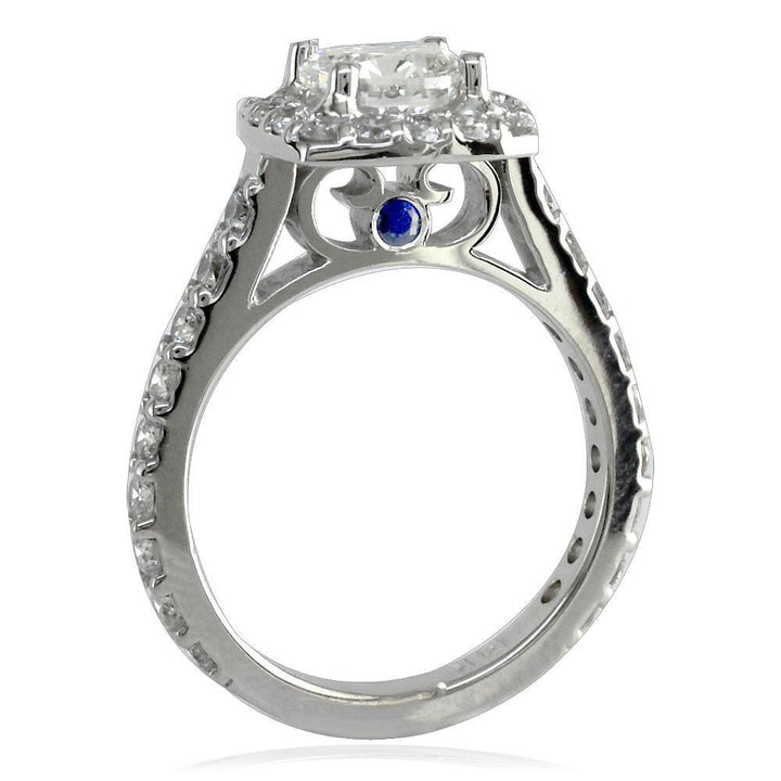 Diamond Halo Engagement Ring Setting in 14k White Gold