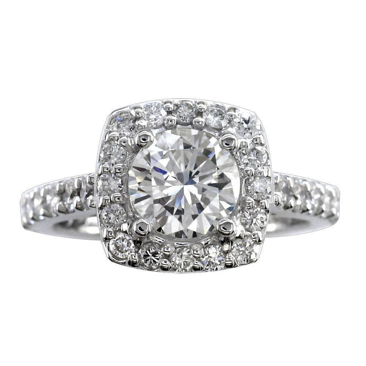 Diamond Halo Engagement Ring Setting in 14k White Gold