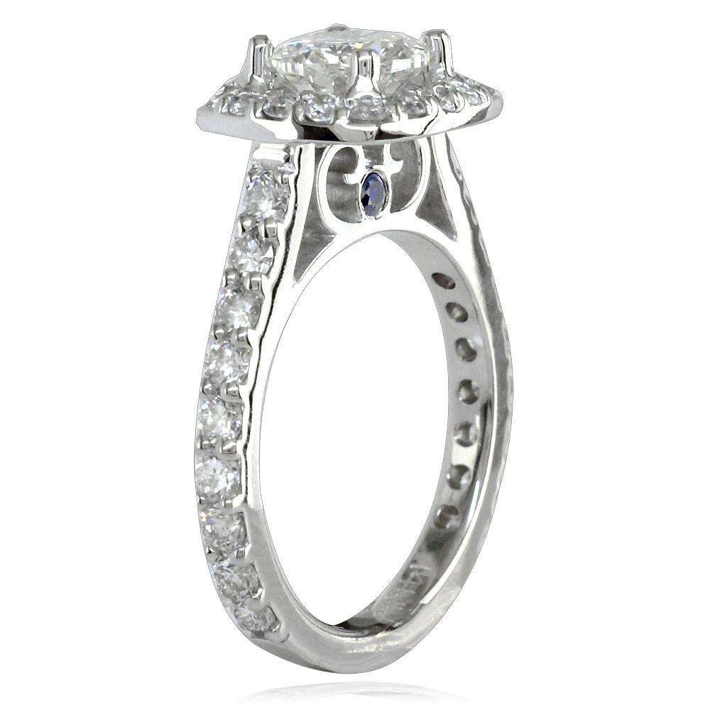 Diamond Halo Engagement Ring Setting in 14k White Gold
