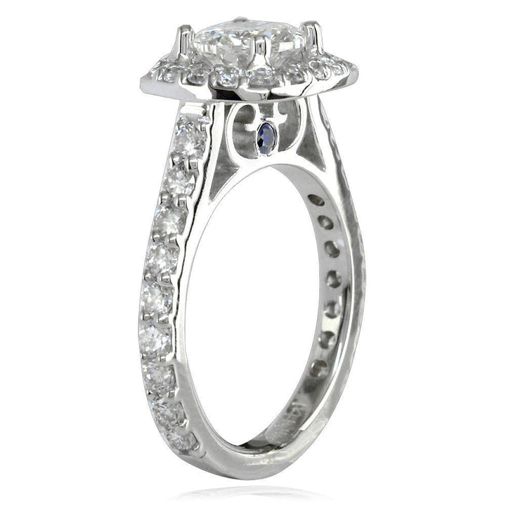 Diamond Halo Engagement Ring Setting in 14k White Gold