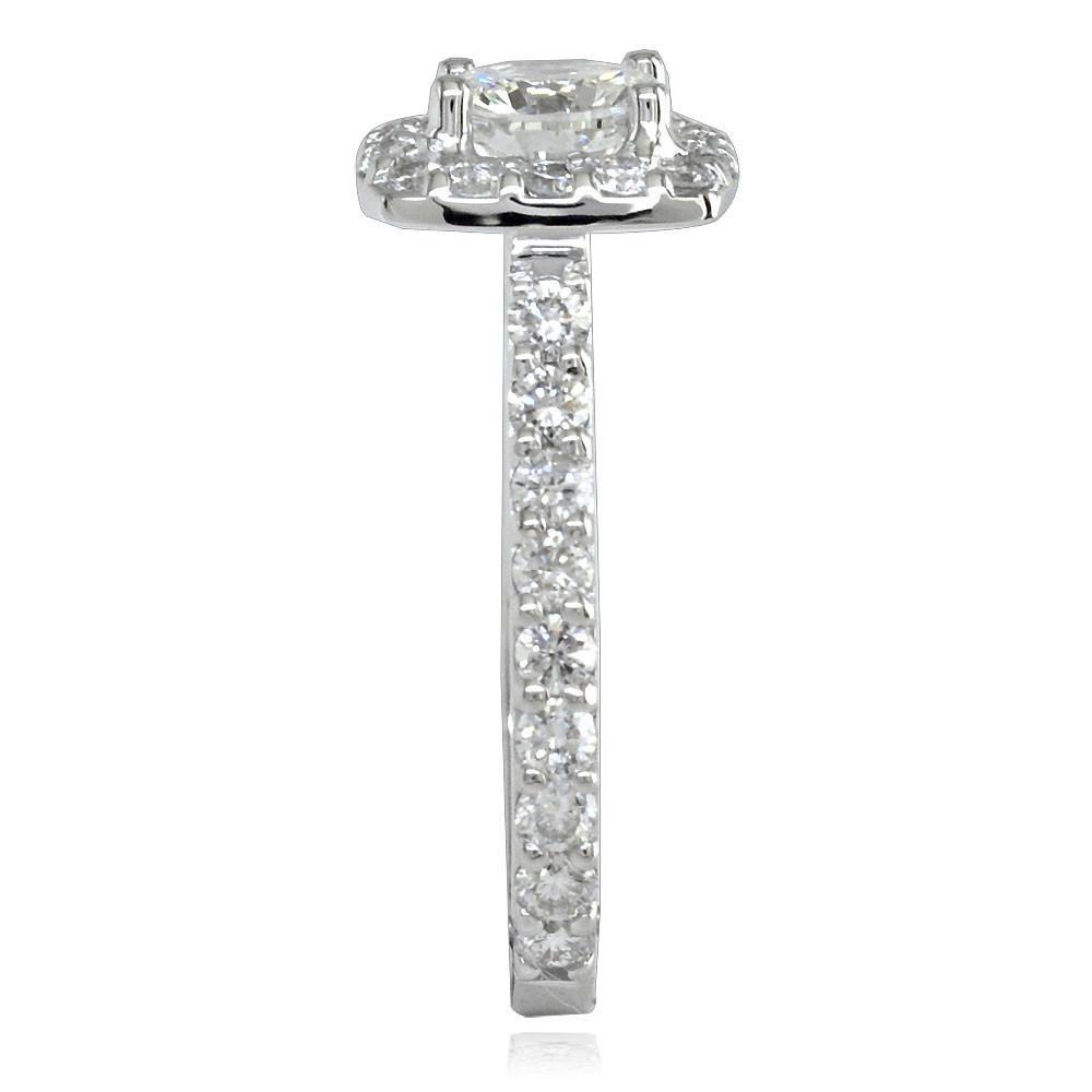 Diamond Halo Engagement Ring Setting in 14k White Gold