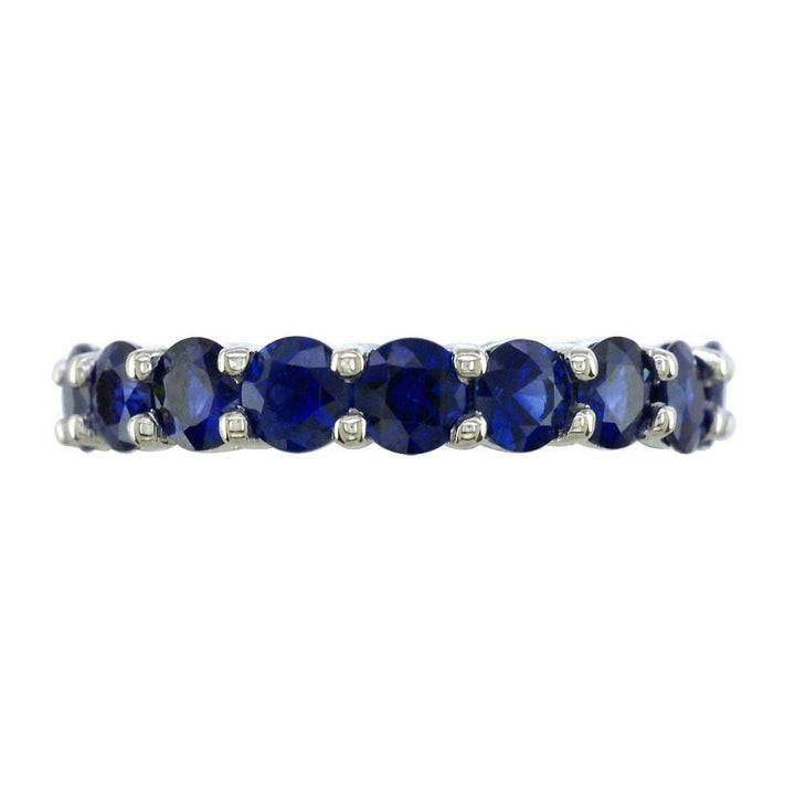 Round Blue Sapphire Eternity Band, 4.20CT in 14k White Gold