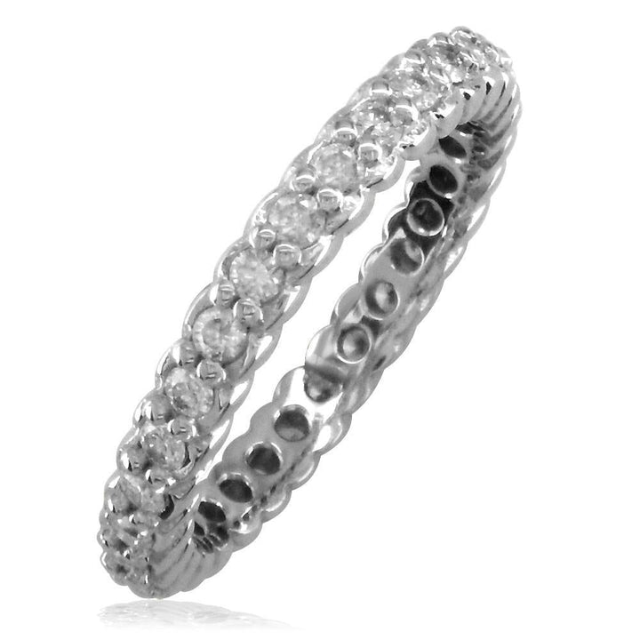 Diamond Eternity Wedding Band with Rope Design, 0.60CT in 14k White Gold