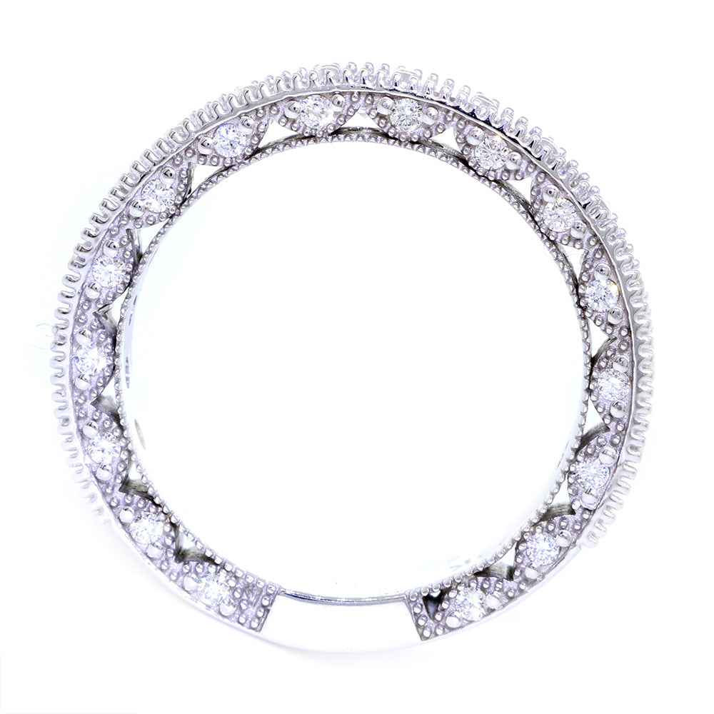 Vintage Style Diamond Wedding Band Set Almost Eternity, 1.25CT in 14K White Gold