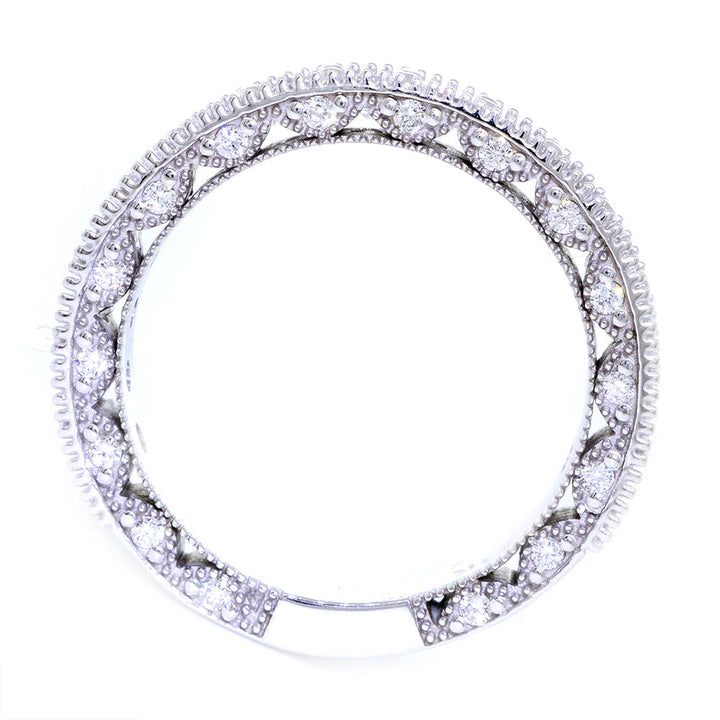 Vintage Style Diamond Wedding Band Set Almost Eternity, 1.25CT in 14K White Gold