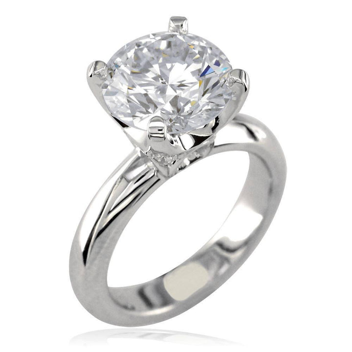Round Diamond Engagement Ring Setting, 0.10CT Total Sides in 14K White Gold