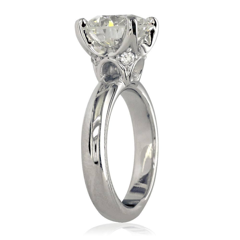 Round Diamond Engagement Ring Setting, 0.10CT Total Sides in 14K White Gold