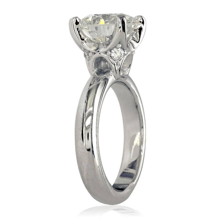 Round Diamond Engagement Ring Setting, 0.10CT Total Sides in 14K White Gold