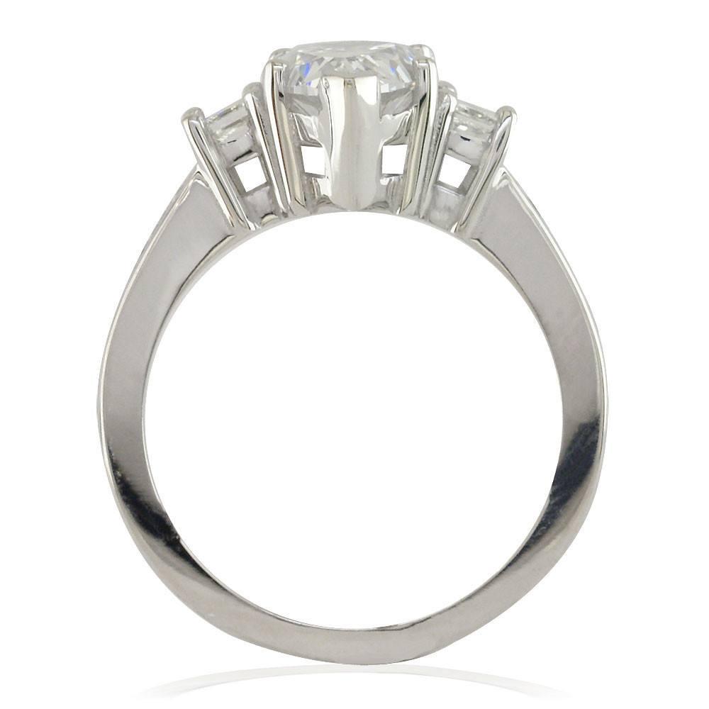Pear Shape Diamond Engagement Ring Setting, 0.60CT Total Sides in 14K White Gold