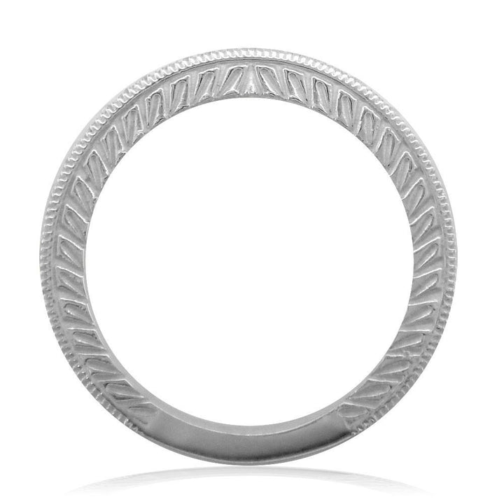 Vintage Look Diamond Wedding Band, 0.65CT, Top with Diamonds in 14k White Gold