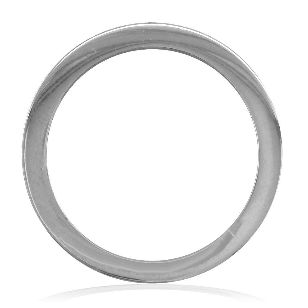 Wide Band with 3 Rows Of Diamonds, 8mm, 3/4 Around in 18K White Gold