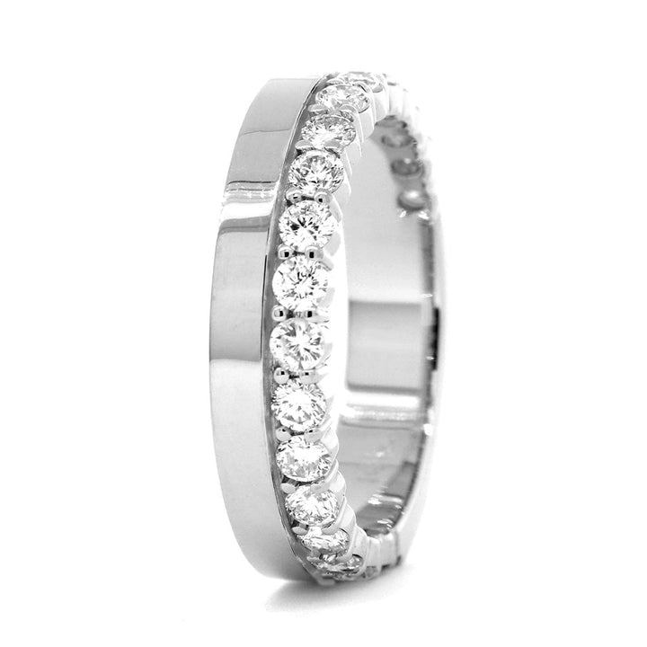 Diamond Band and Plain Band Ring, 0.95CT in 14K White Gold