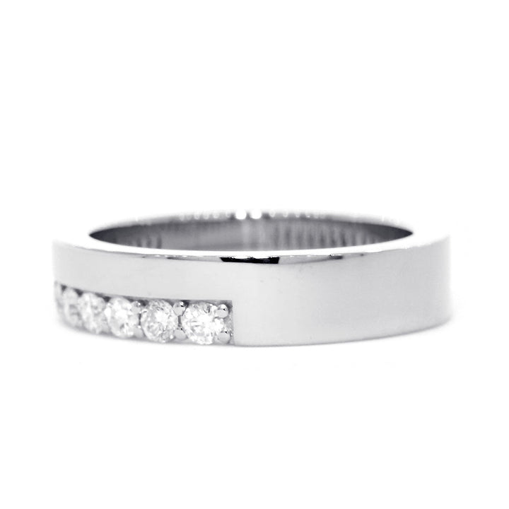 Diamond Band and Plain Band Ring, 0.95CT in 14K White Gold
