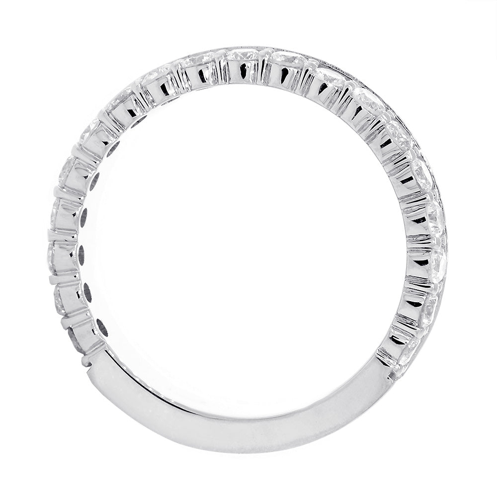 Diamond Band and Plain Band Ring, 0.95CT in 14K White Gold