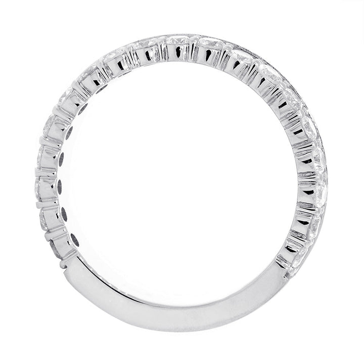 Diamond Band and Plain Band Ring, 0.95CT in 14K White Gold