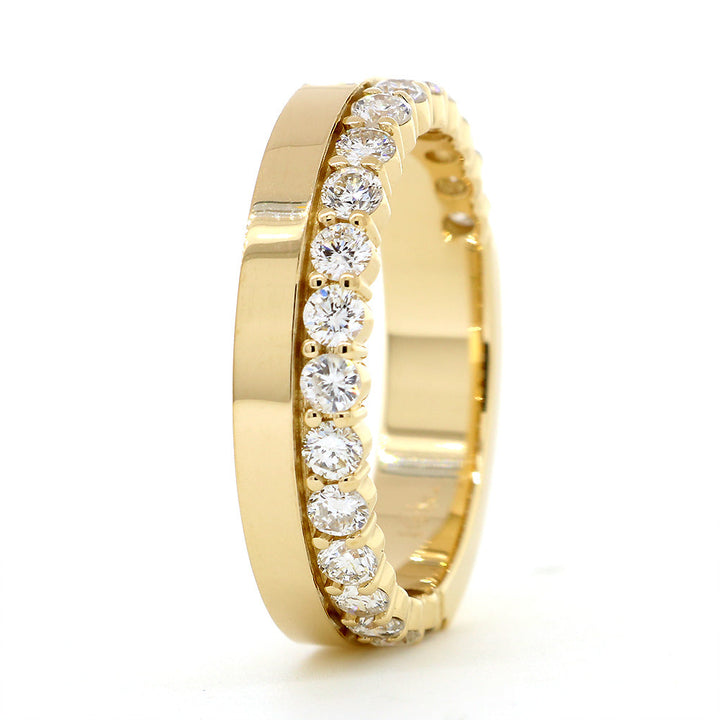 Diamond Band and Plain Band Ring, 0.95CT in 14K Yellow Gold