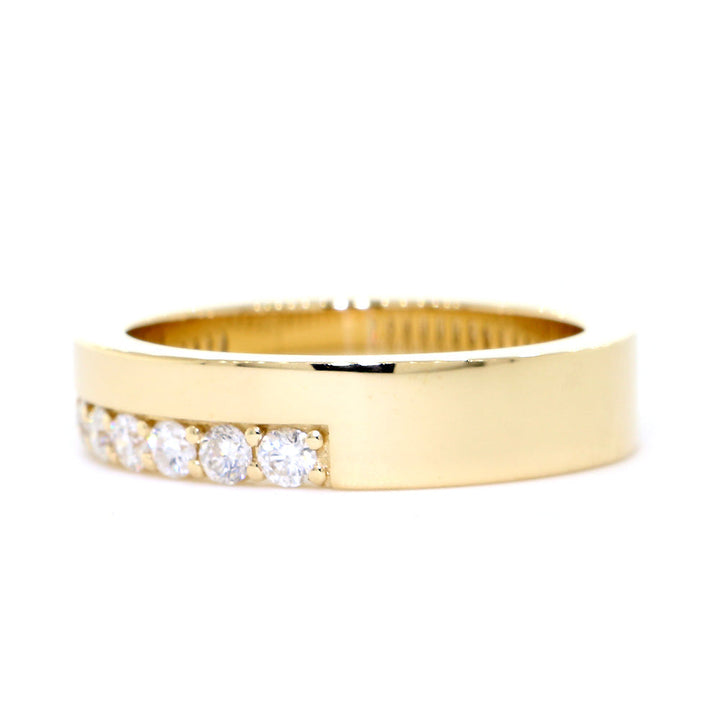 Diamond Band and Plain Band Ring, 0.95CT in 14K Yellow Gold