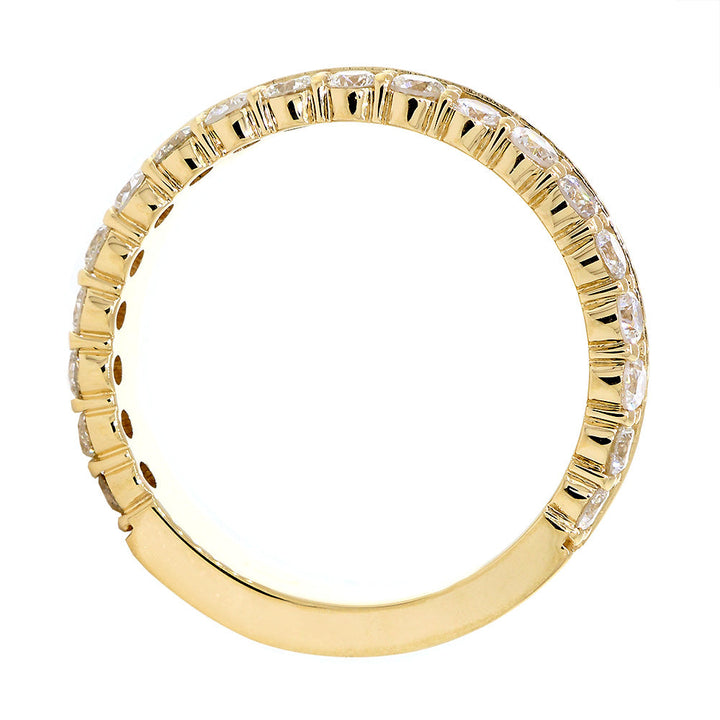 Diamond Band and Plain Band Ring, 0.95CT in 14K Yellow Gold