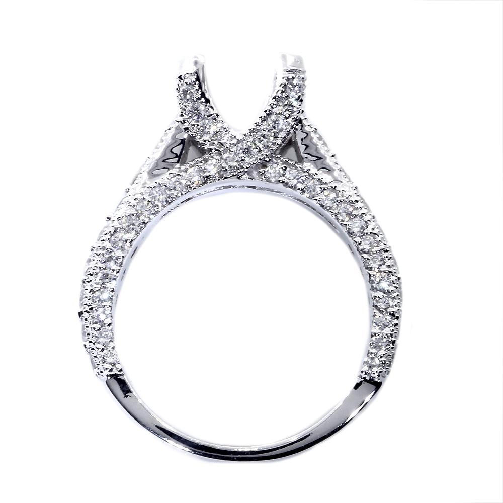 Vintage Style Engagement Ring Setting, 1.60CT Sides in 14k White Gold