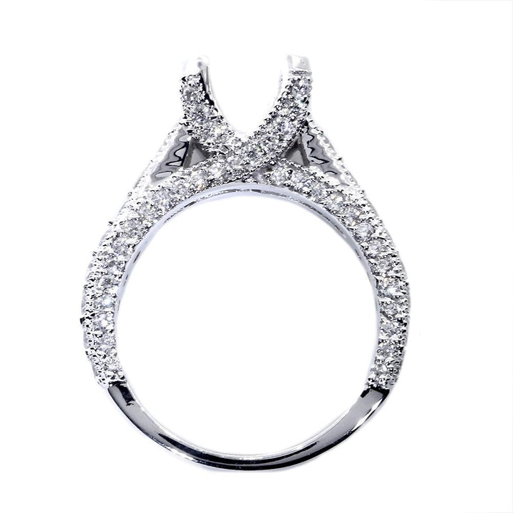 Vintage Style Engagement Ring Setting, 1.60CT Sides in 14k White Gold