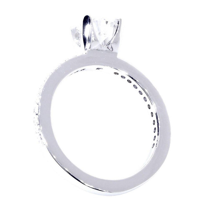 Engagement Ring Setting for a Round Diamond, 0.18CT Sides in 14k White Gold