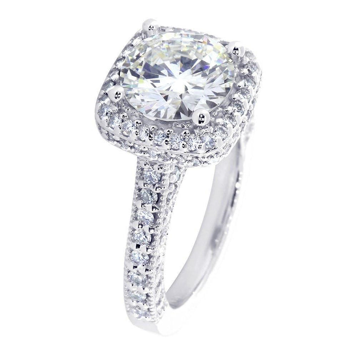 Vintage Look Halo Engagement Ring Setting for a Round Diamond, 1.00CT Total Sides in 14k White Gold
