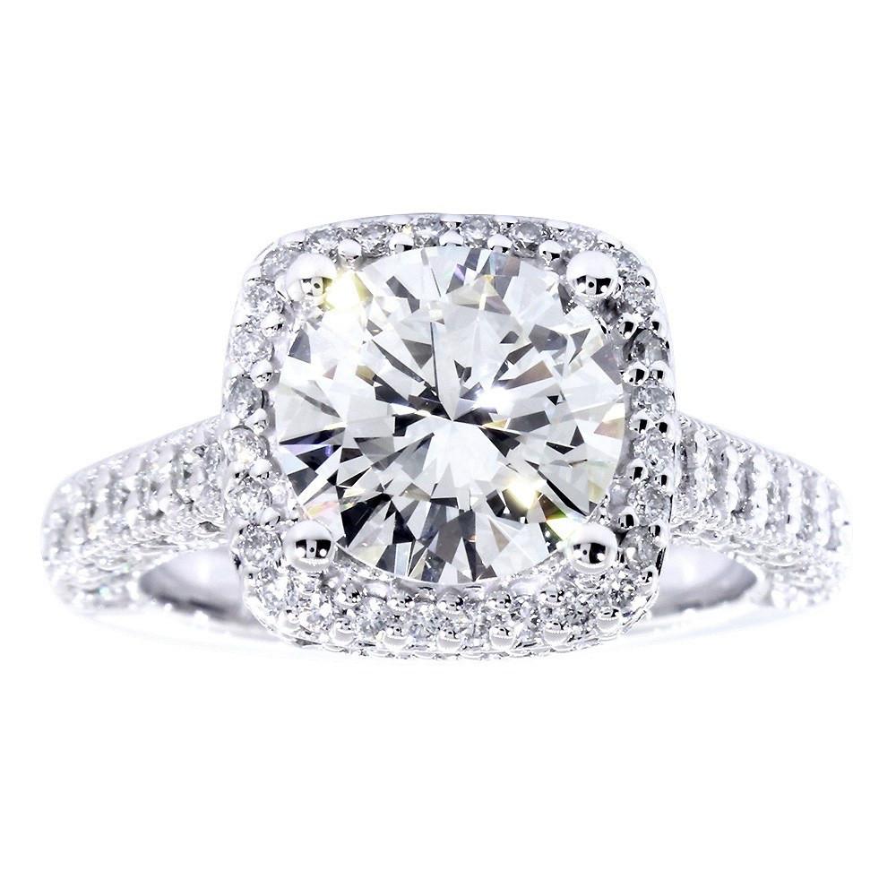 Vintage Look Halo Engagement Ring Setting for a Round Diamond, 1.00CT Total Sides in 14k White Gold