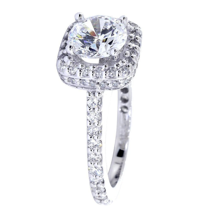 Halo Engagement Ring Setting for a Round Diamond, 0.79CT Total Sides in 14k White Gold