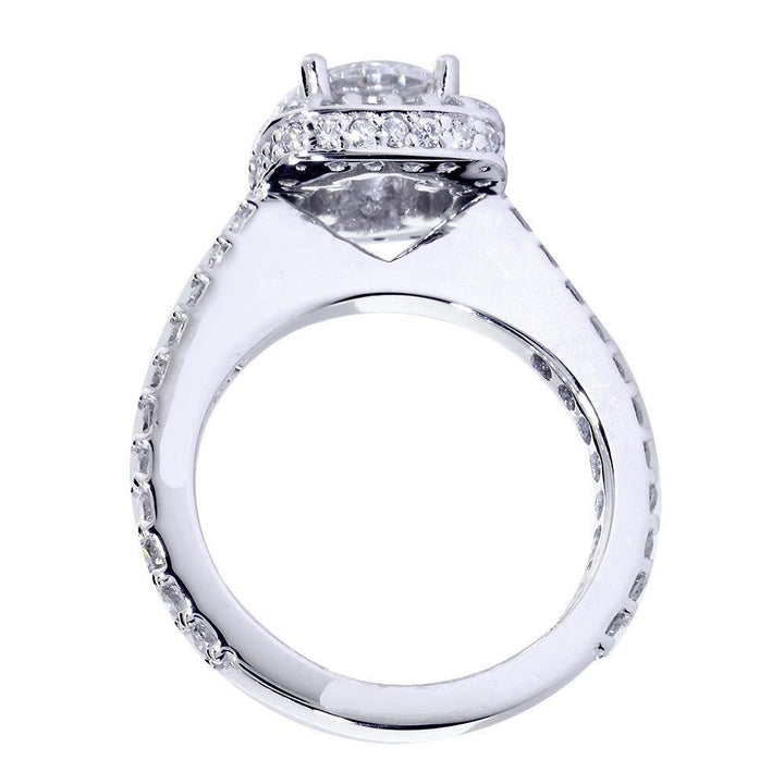 Halo Engagement Ring Setting for a Round Diamond, 0.79CT Total Sides in 14k White Gold