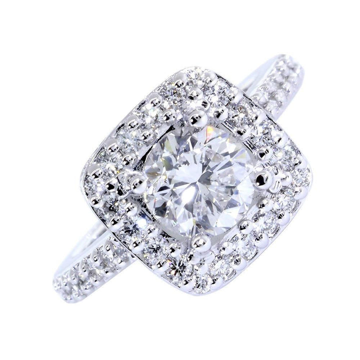 Halo Engagement Ring Setting for a Round Diamond, 1.00CT Total Sides in 14k White Gold
