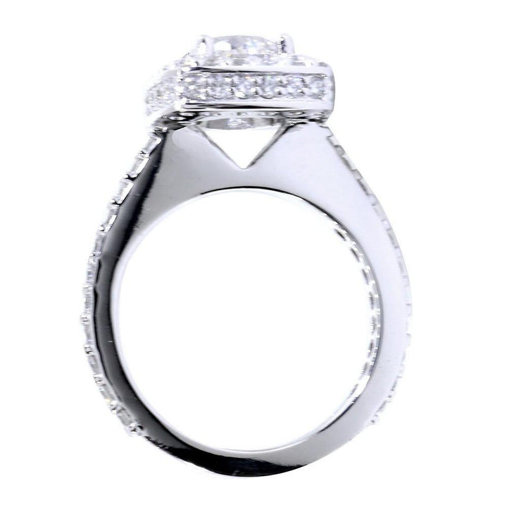 Halo Engagement Ring Setting for a Round Diamond, 1.00CT Total Sides in 14k White Gold