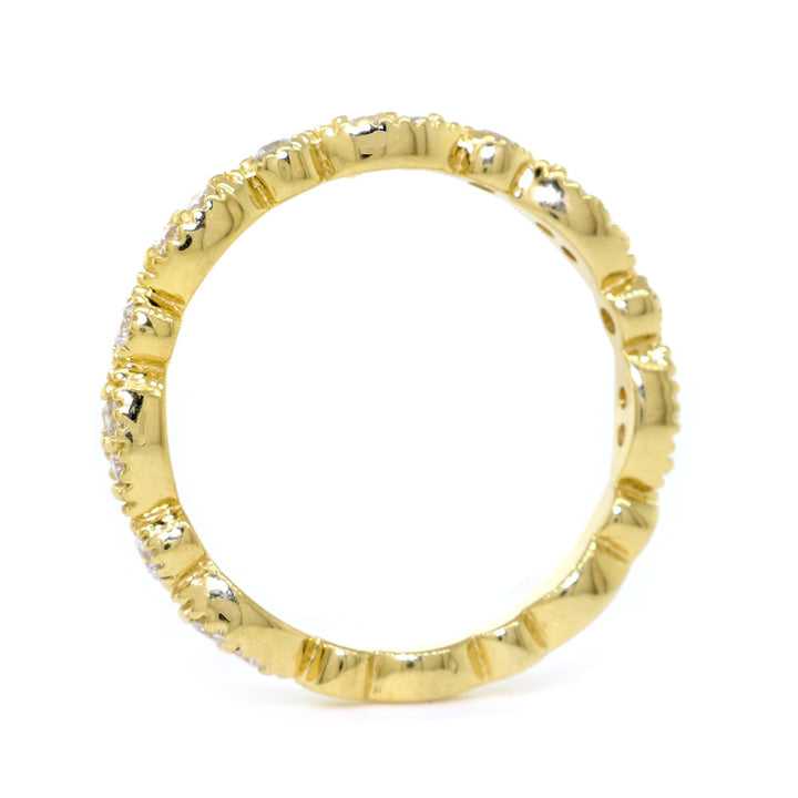 Vintage Style Diamond Band with Repeating Pattern, Set 3/4, 0.25CT in 14K Yellow Gold