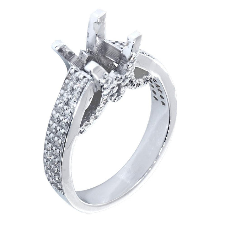 Engagement Ring Setting for a Round Diamond Center, 1.0CT Sides in 14k White Gold