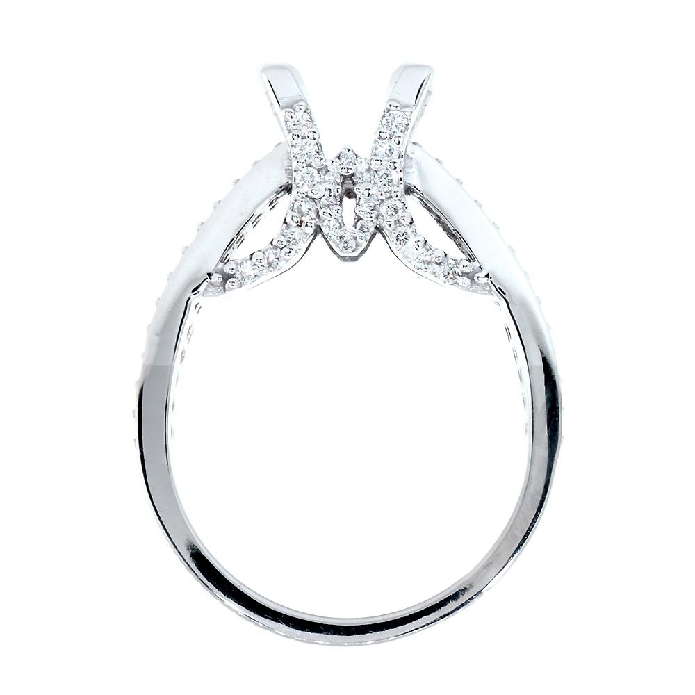 Engagement Ring Setting for a Round Diamond Center, 1.0CT Sides in 14k White Gold