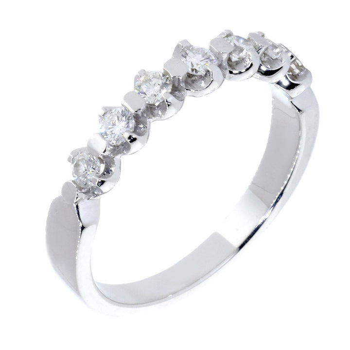 Diamond Wedding Band Set Almost Halfway, 0.25CT in 14K White Gold