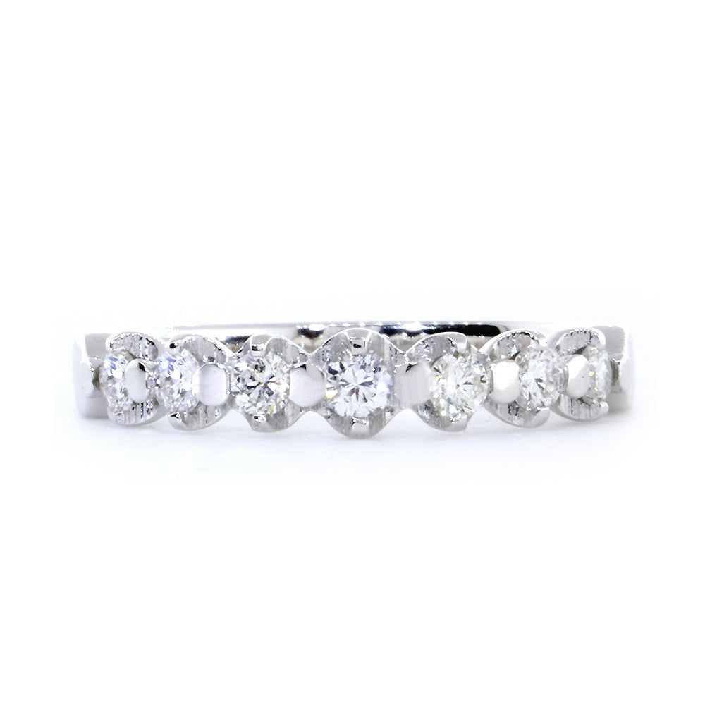 Diamond Wedding Band Set Almost Halfway, 0.25CT in 14K White Gold
