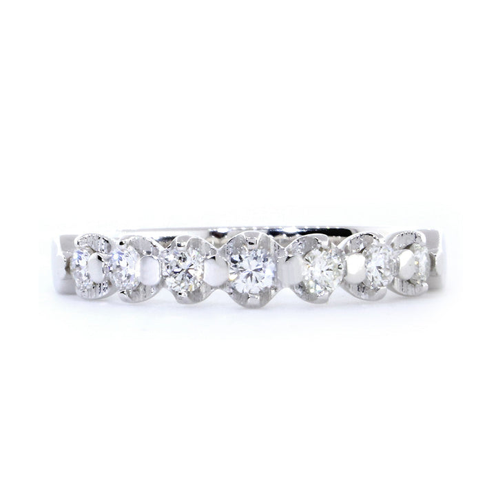 Diamond Wedding Band Set Almost Halfway, 0.25CT in 14K White Gold