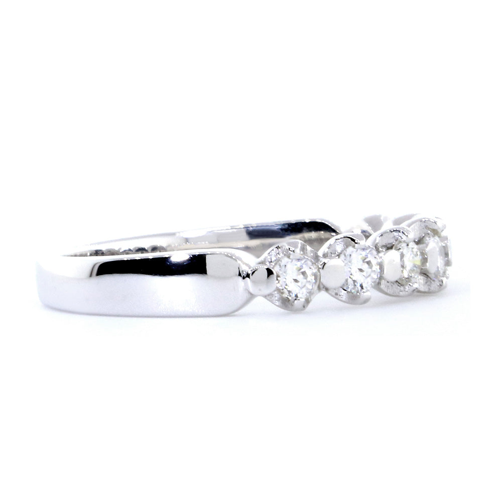 Diamond Wedding Band Set Almost Halfway, 0.25CT in 14K White Gold