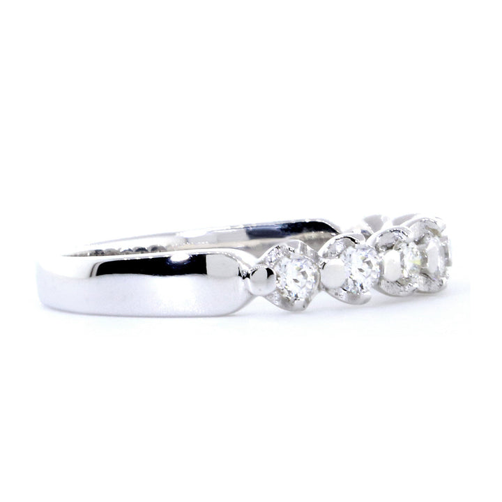 Diamond Wedding Band Set Almost Halfway, 0.25CT in 14K White Gold