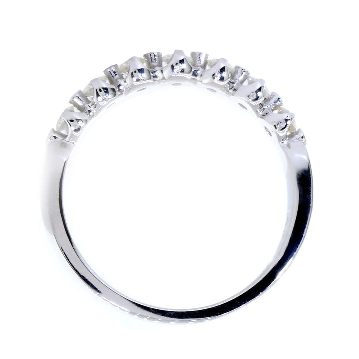 Diamond Wedding Band Set Almost Halfway, 0.25CT in 14K White Gold