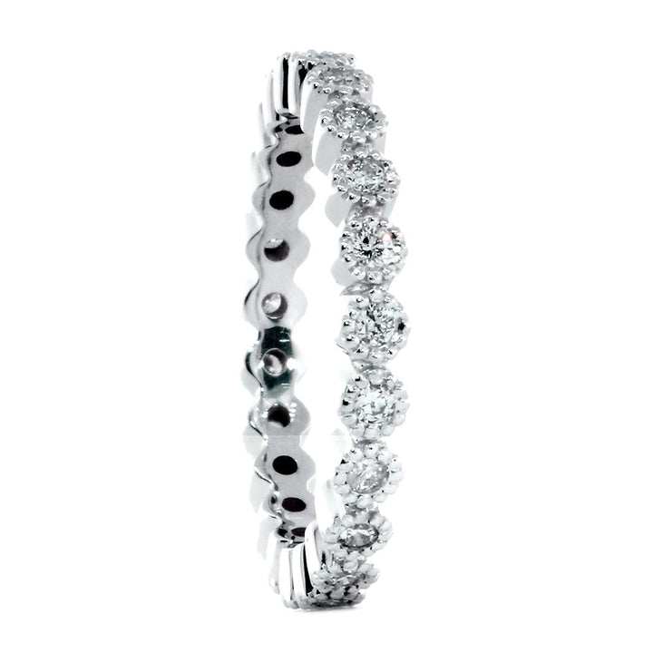 Vintage Style Diamond Eternity Band with Round Bezels, 0.40CT in 14K White Gold