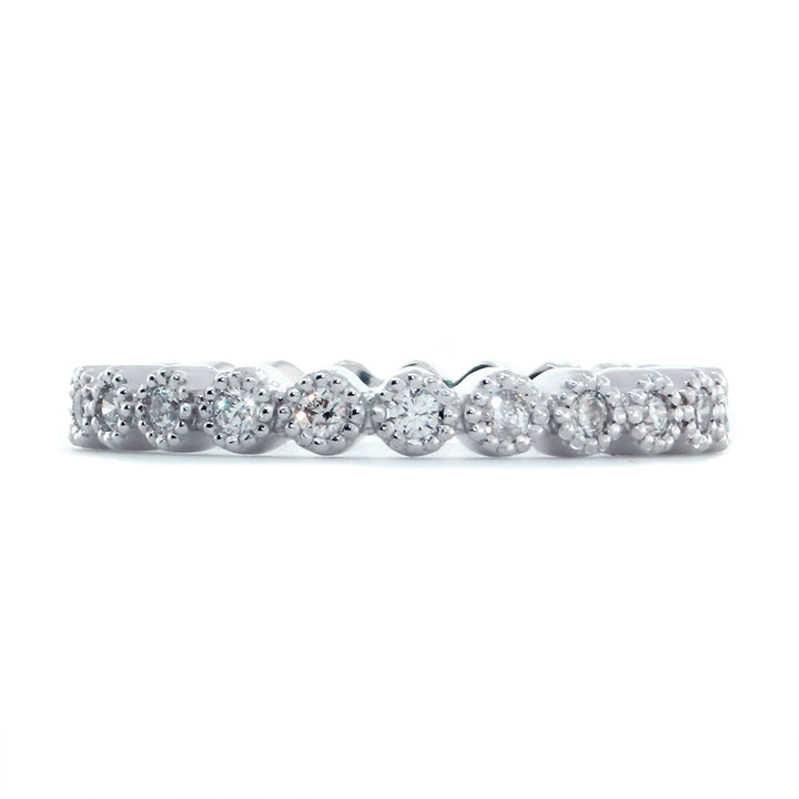 Vintage Style Diamond Eternity Band with Round Bezels, 0.40CT in 14K White Gold