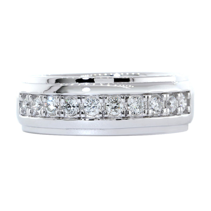Mens Diamond Ring, 10 Diamonds, 0.62CT in 14k White Gold