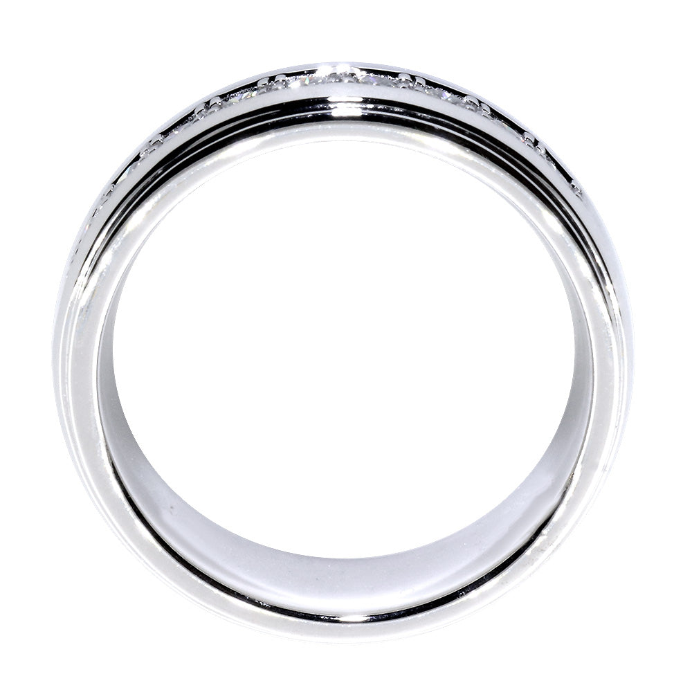 Mens Diamond Ring, 10 Diamonds, 0.62CT in 14k White Gold