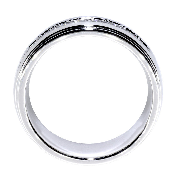 Mens Diamond Ring, 10 Diamonds, 0.62CT in 14k White Gold