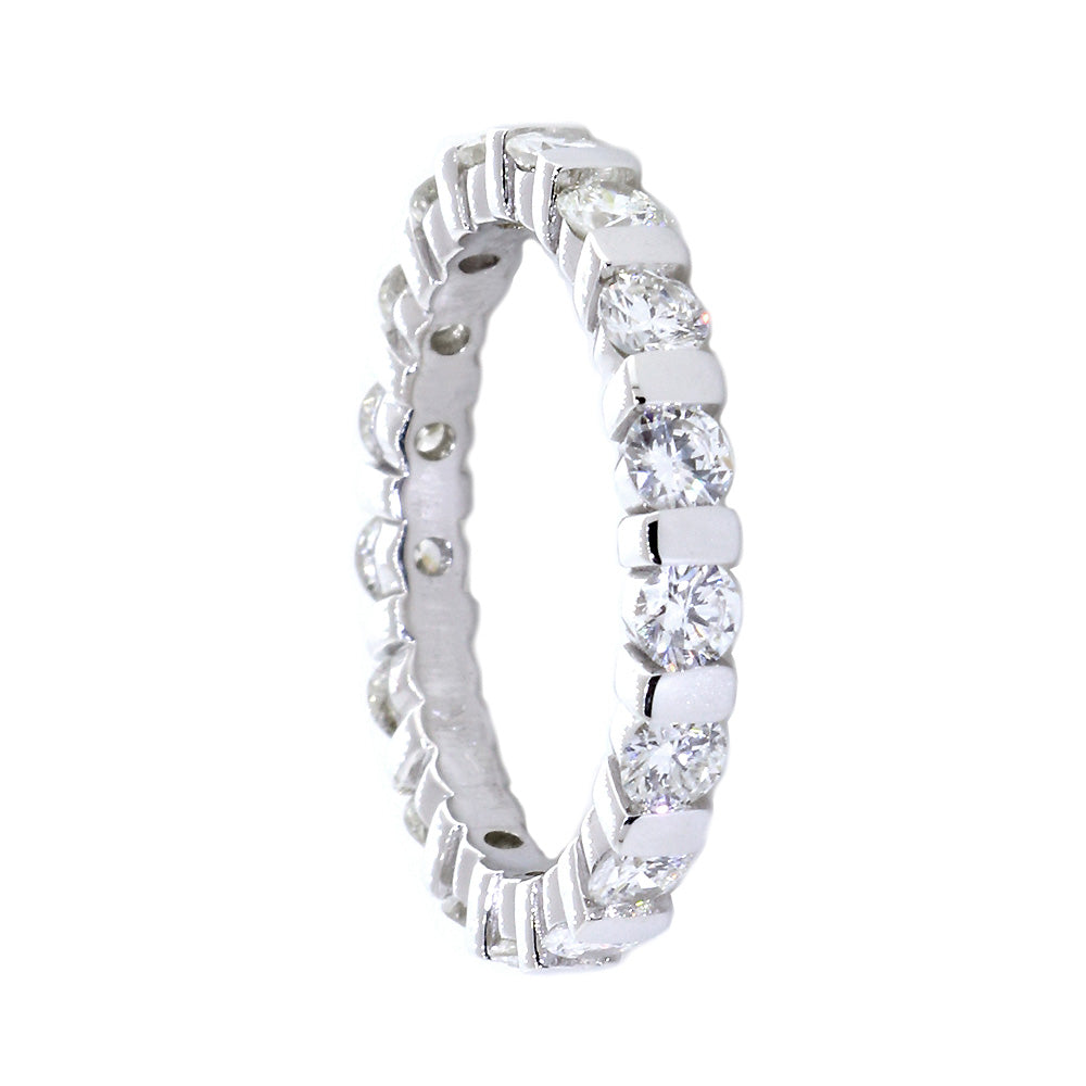 Round Diamonds Channel Set Eternity Band, 1.36CT in 14K White Gold